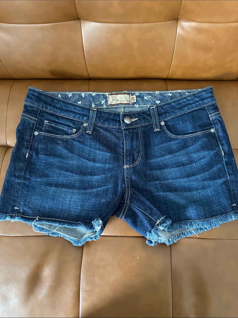 Paige Premium Dark Blue Denim Cutoff Shorts - Size 29